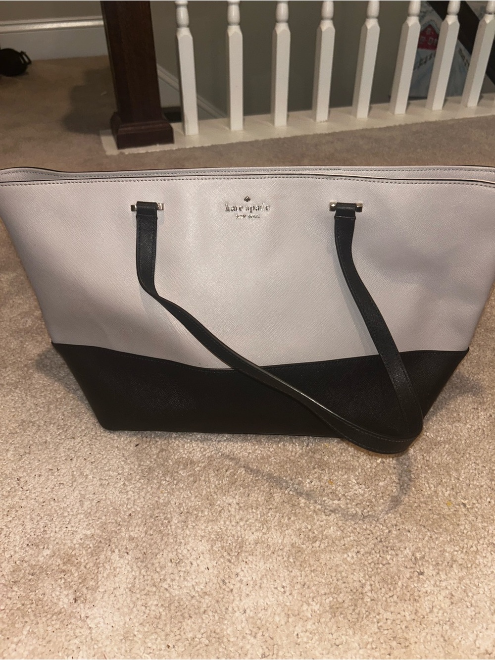 kate spade Two-Tone Black and Light Gray Colorblock Tote